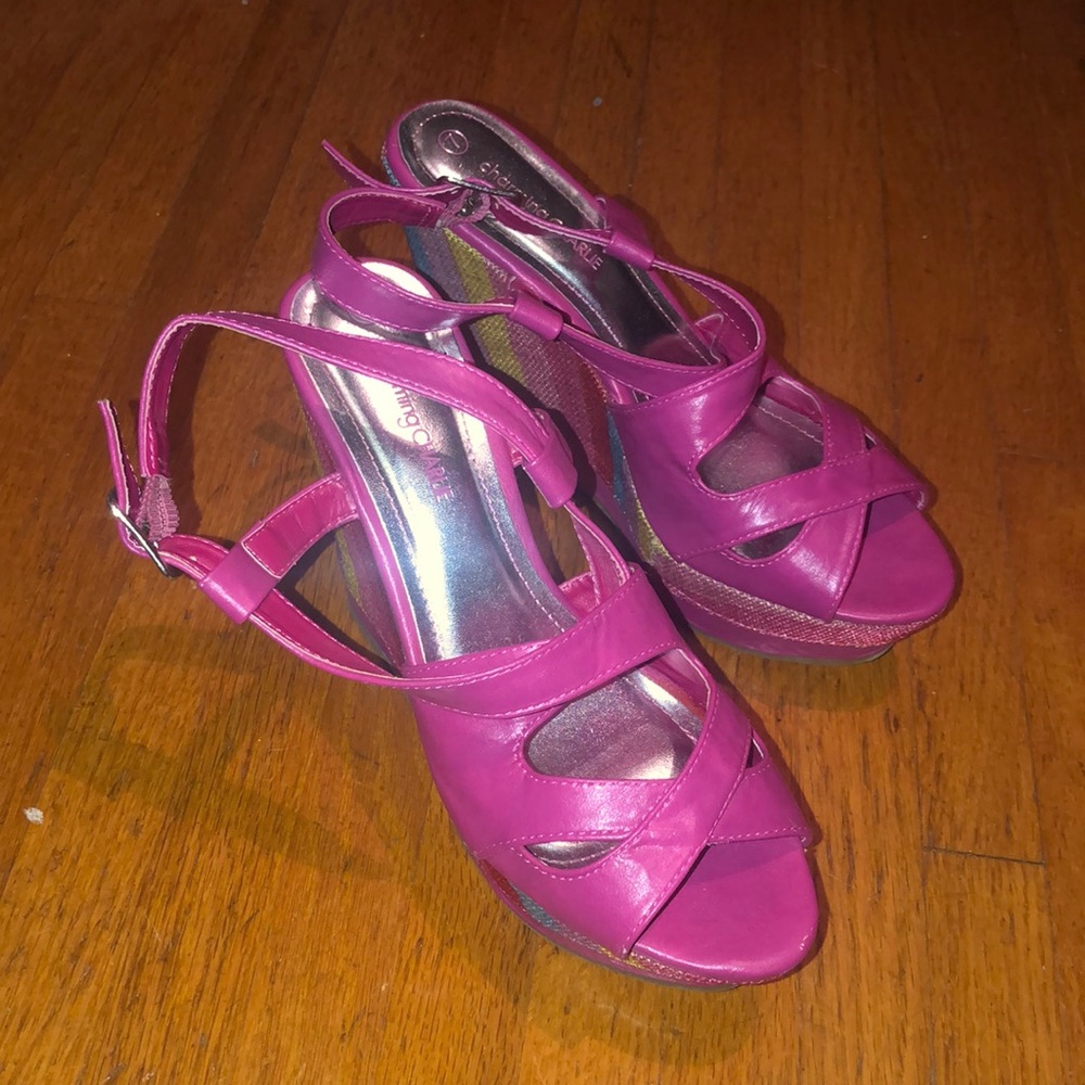 Bright pink wedges